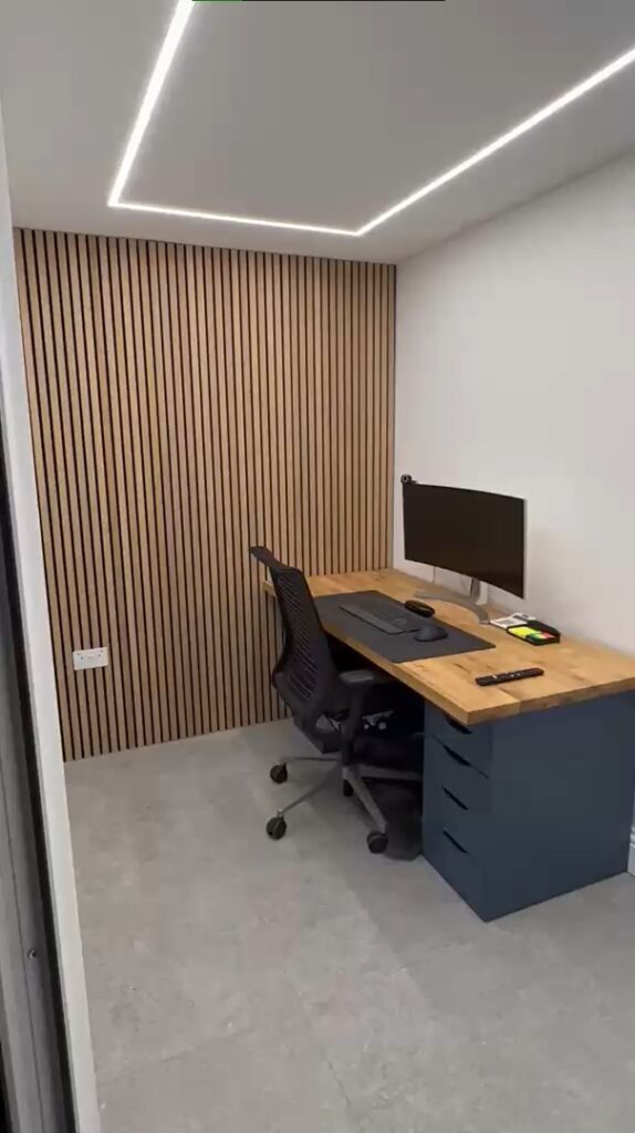 Garden Office with plaster in LED's & Underfloor heating - Farnham, Essex